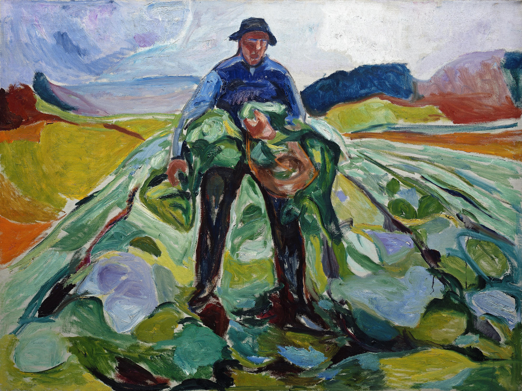 Edvard Munch The Man in the Cabbage Field (1916)
